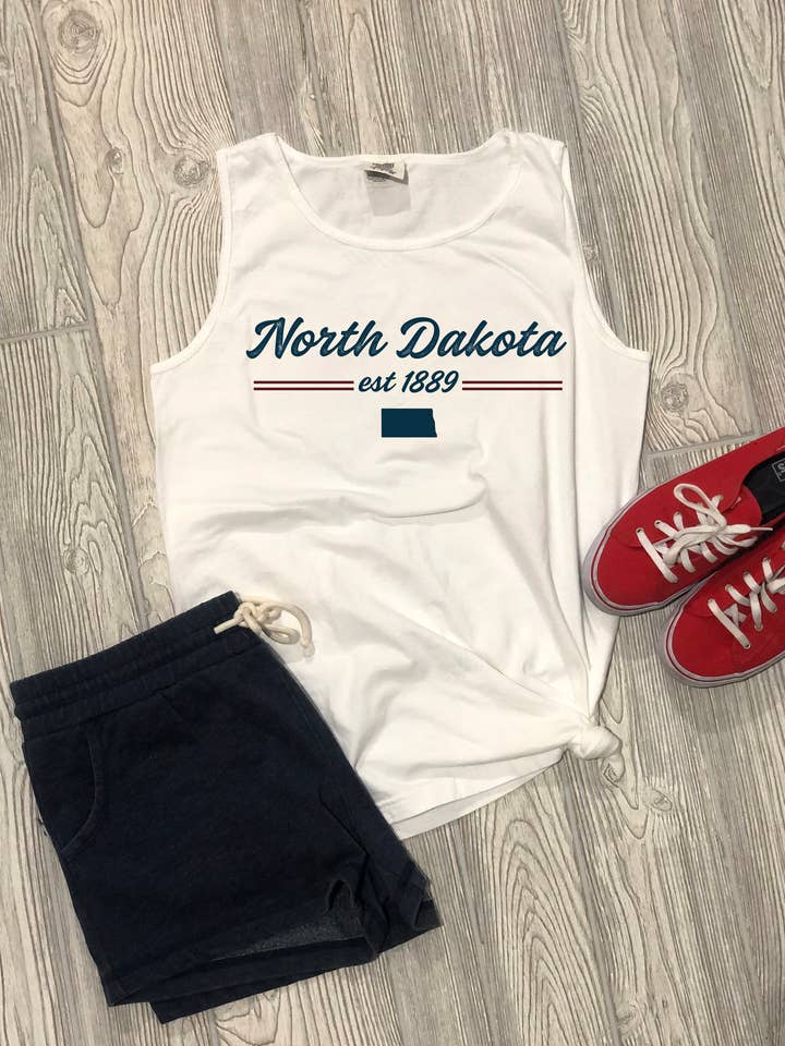 The Stately Shirt Co. - Wholesale Tank Top - Women's - North Dakota Script Tank1