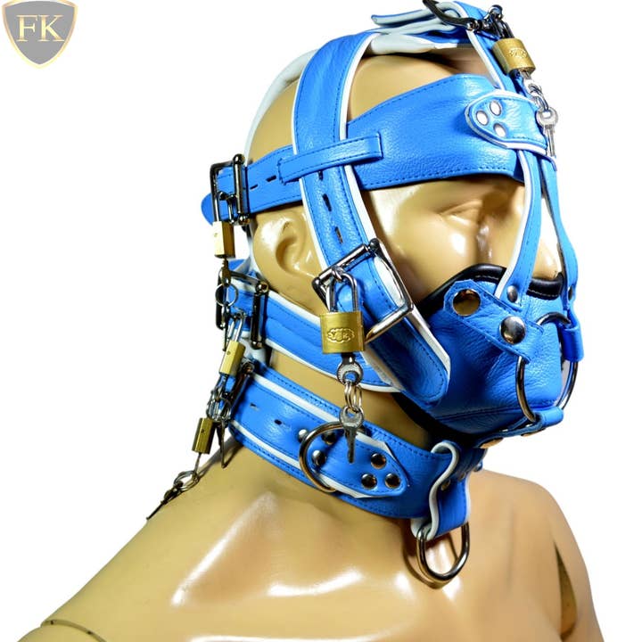 Meninleather - Wholesale Sex Toy - Leather Gear Face Hood Fetish Bondage Muzzle Gag Dildo Rings Locking Buckles