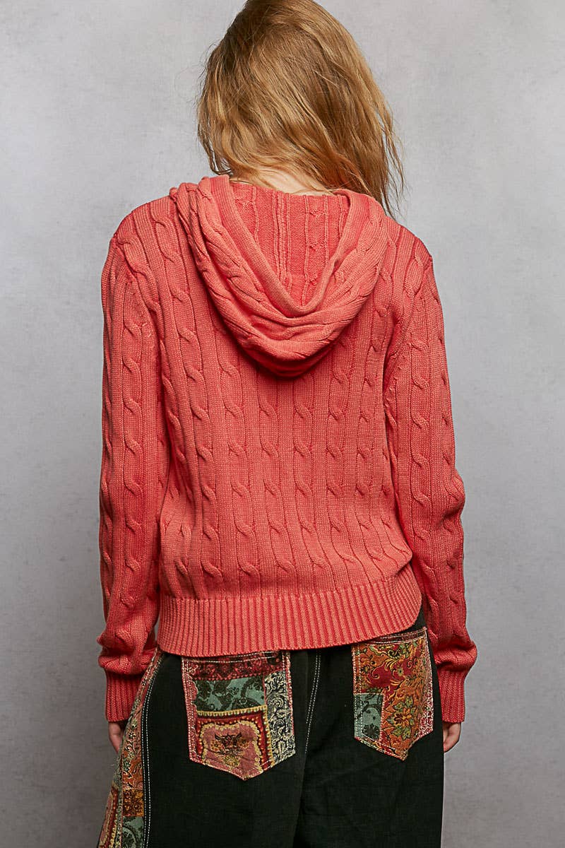 Pol Clothing - Wholesale Hoodie - Women's - Full Sleeve Solid Acrylic Sweater Hoodie Zip Up Knit Top11