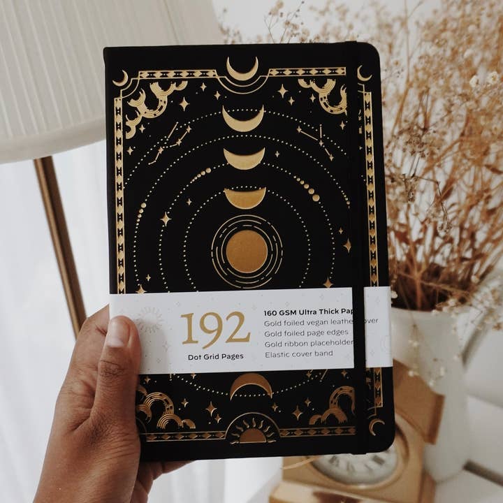 Noelle Gifts & Paper - Wholesale Journal/diary - Celestial Dreams Bullet Journal (Black/Gold) - SECONDS0