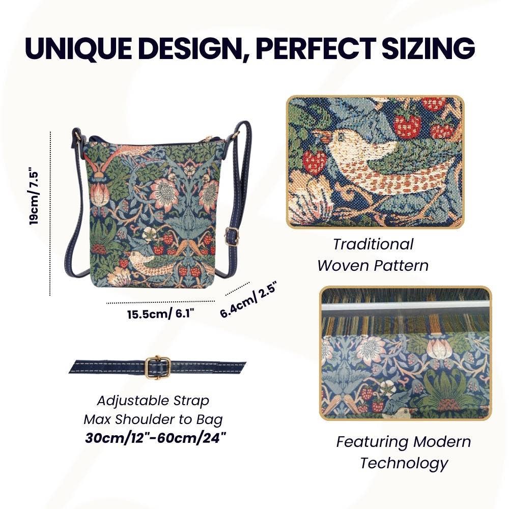 SignareArt - Wholesale Crossbody Bag - Women's - SLING-STBL | WILLIAM MORRIS STRAWBERRY THIEF BLUE SLING BAG PURSE CROSSBODY2