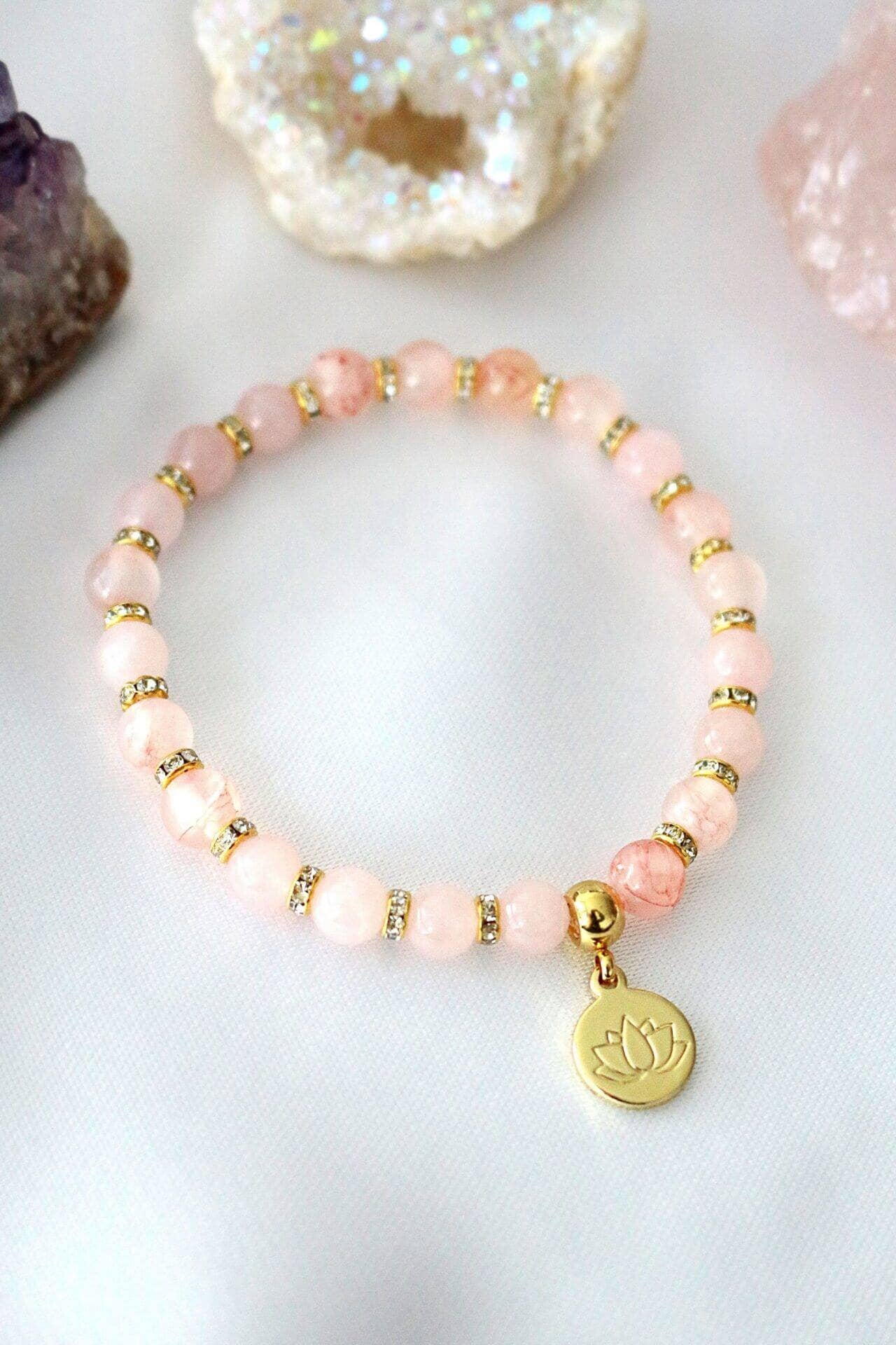 Divine Dulcet - Wholesale Beaded Bracelet - 24 Karats Rose Quartz - Amethyst Elastic Bracelet3
