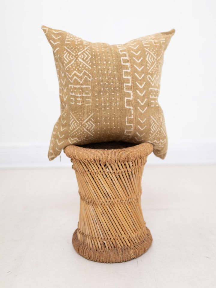 Dark Mustard Mudcloth Pillow 102 for wholesale by DK Renewal
