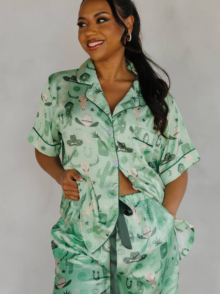 Spikes and Seams - Wholesale Sleepwear set – Women's - Cowboy Pajamas, cowgirl loungewear, cowgirl pajamas, Rodeo 2