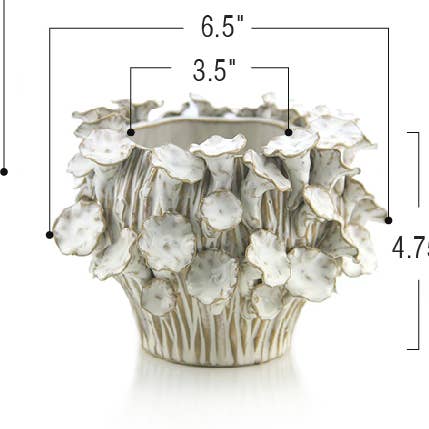6.5" Top | Fine Ceramic Blooming Planter, White for wholesale by Galore Home