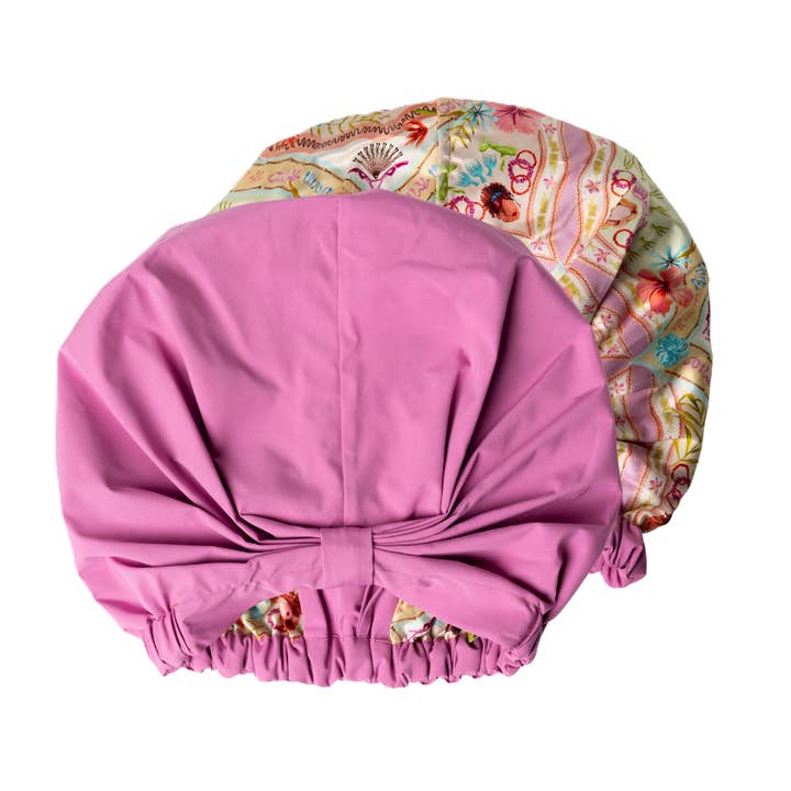 Curls Everywhere XL Silk Shower Cap for wholesale by Curlfriend Collective