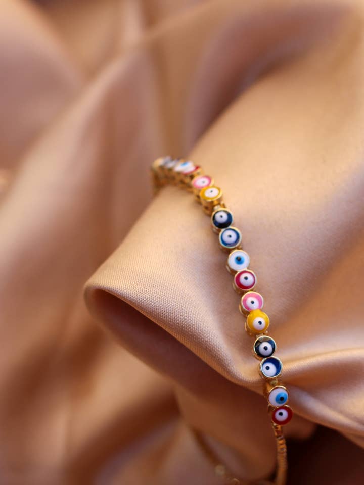 Multicolored Evil Eye Bracelet for wholesale by Simply Sunshine Jewelry