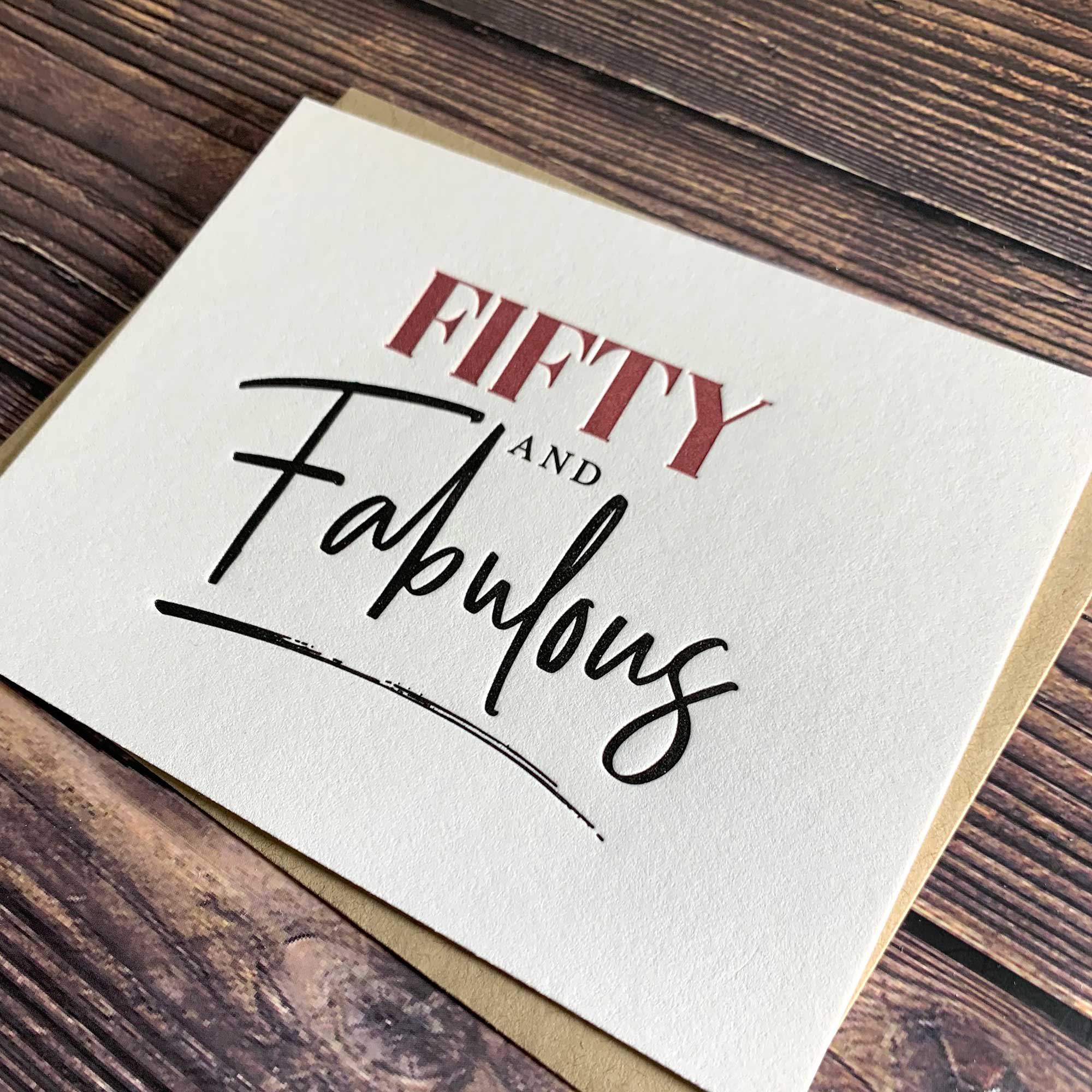 Kincaid Creative - Wholesale Birthday Card - Fifty and Fabulous. 50th Birthday Card. Milestone Birthday.1