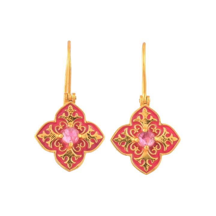 Tourmaline Vermeil Over Silver Enamel Earring,Timeless Gifts for wholesale by Misteerious Seed