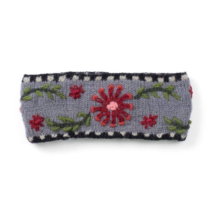 Lost Horizons Knitwear – Ships from USA - Vente Bandeau – femme - Bandeau Abigail – Cache-oreilles en laine brodée6