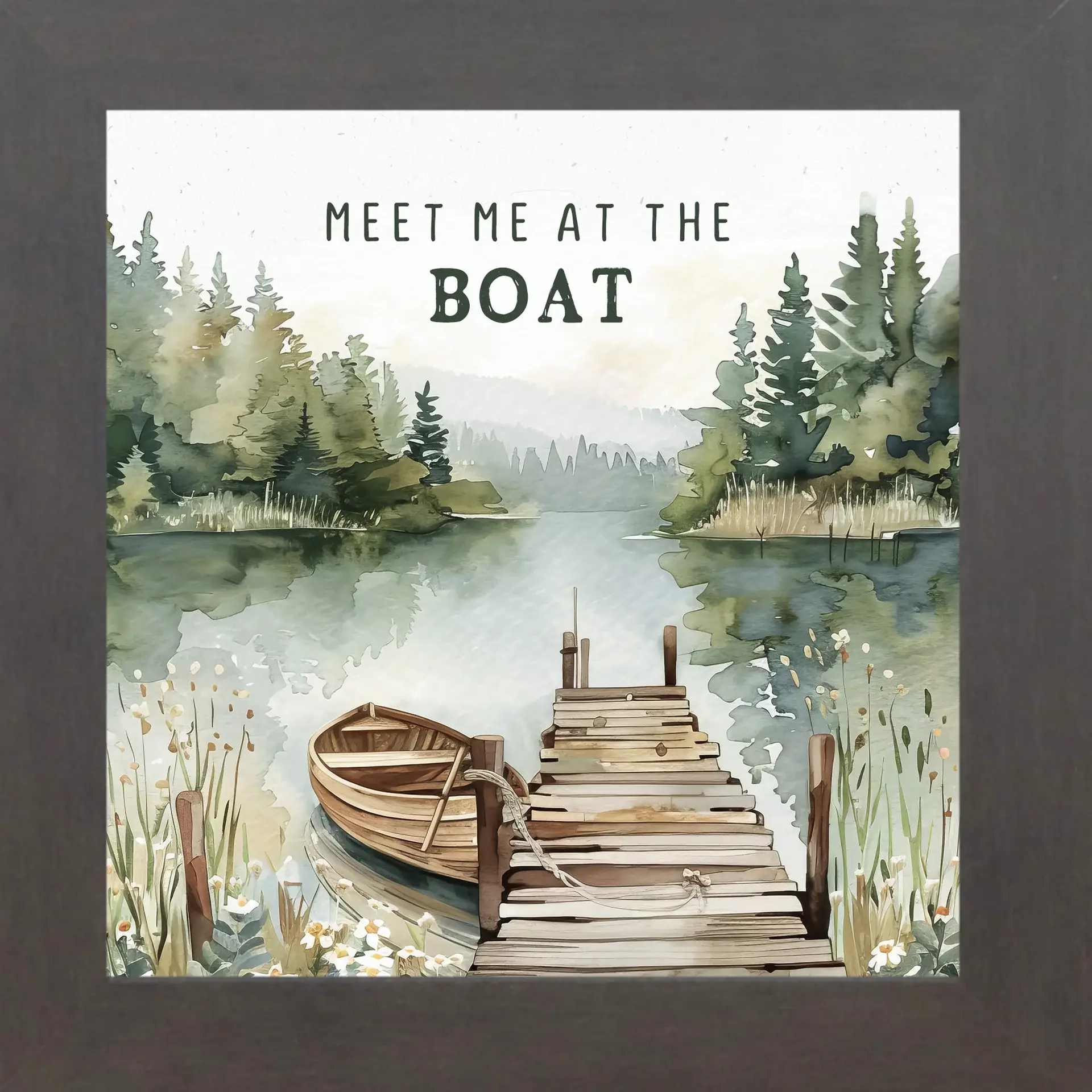 Summer Snow Art - Wholesale Art Print - Meet Me At The Boat Rustic Cabin Lake Decor Framed Art3