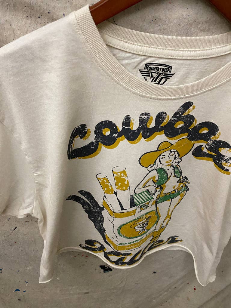 Country Deep Apparel - Wholesale Screen Printed T-Shirt - Women's - Cowboy Killer Relaxed Crop T-shirt1