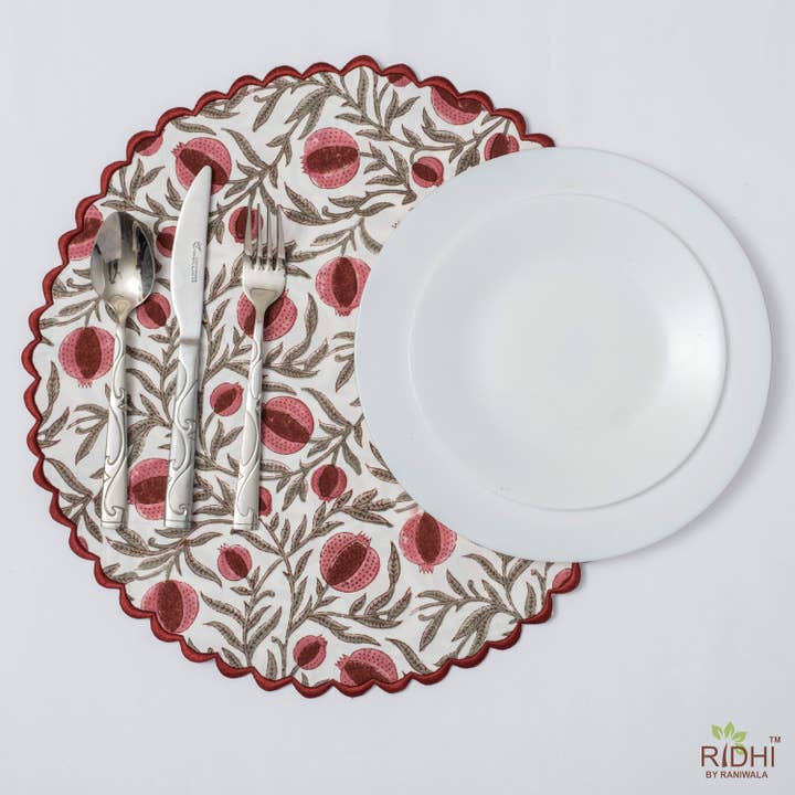 Thulian Pink Table Decor Cotton Round Place Mats for wholesale by Fabricrush