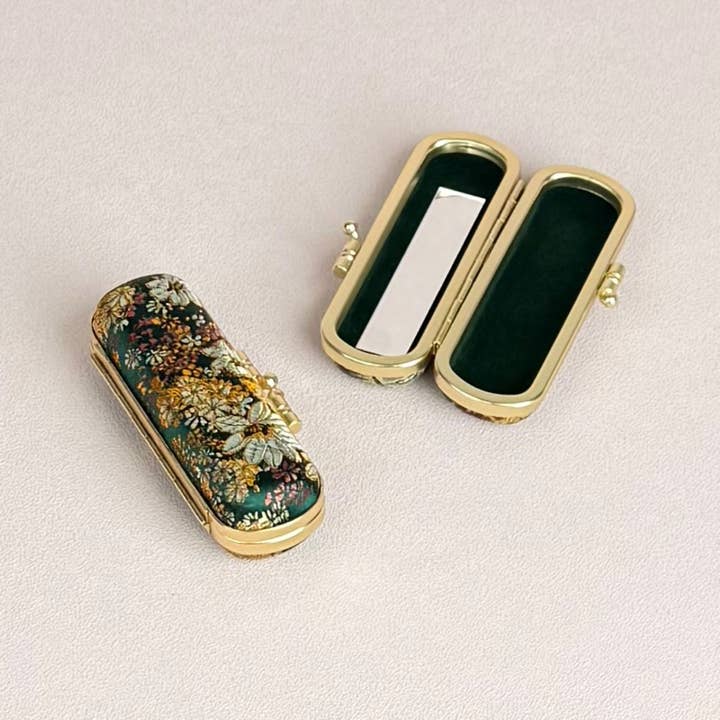 Cathayana - Wholesale Lip Balm Case/Holder - Small Floral Brocade Lipstick Case with Mirror5