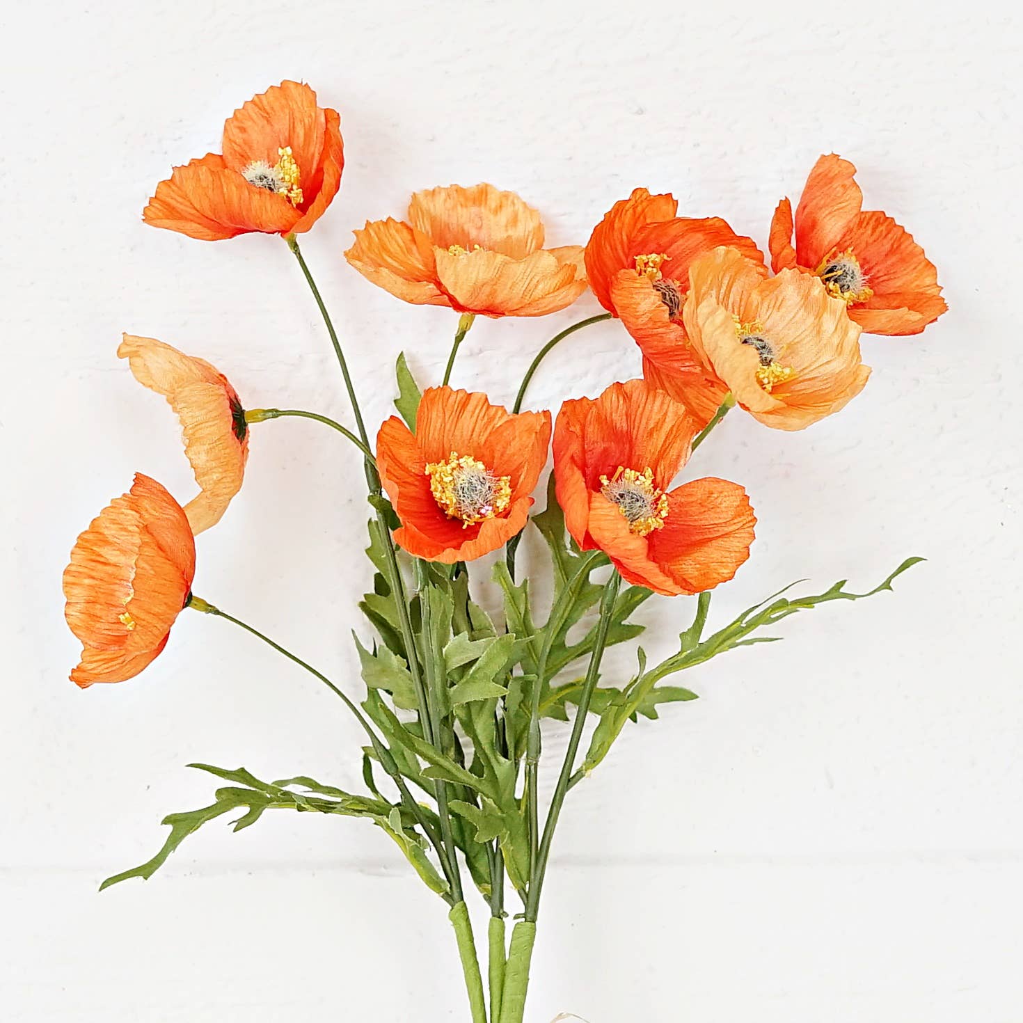 Holiday Depot Inc. - Wholesale Artificial Flowers - 35350- 16inL Wrinkle Poppy Bush-Orange-1