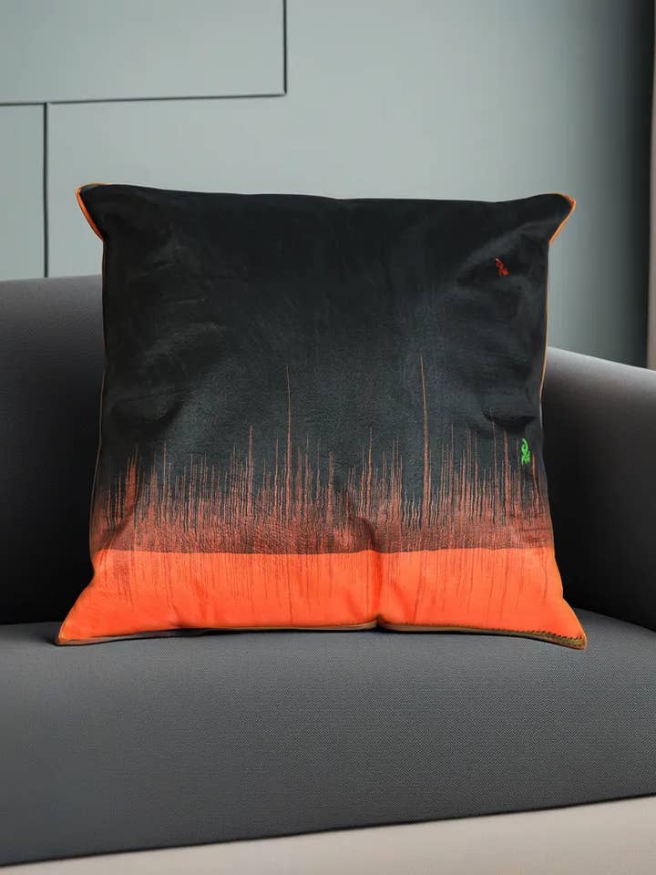 Handmade Decor Cushion Covers Abstract Silk Black Pack of 6 for wholesale by Kika Home Collections