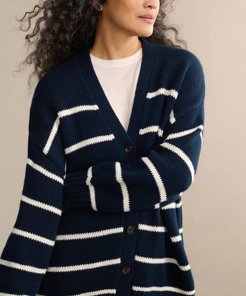 Marayn - Vente Cardigan – femme - Cardigan tricoté à rayures femme, mode européenne automne 20253