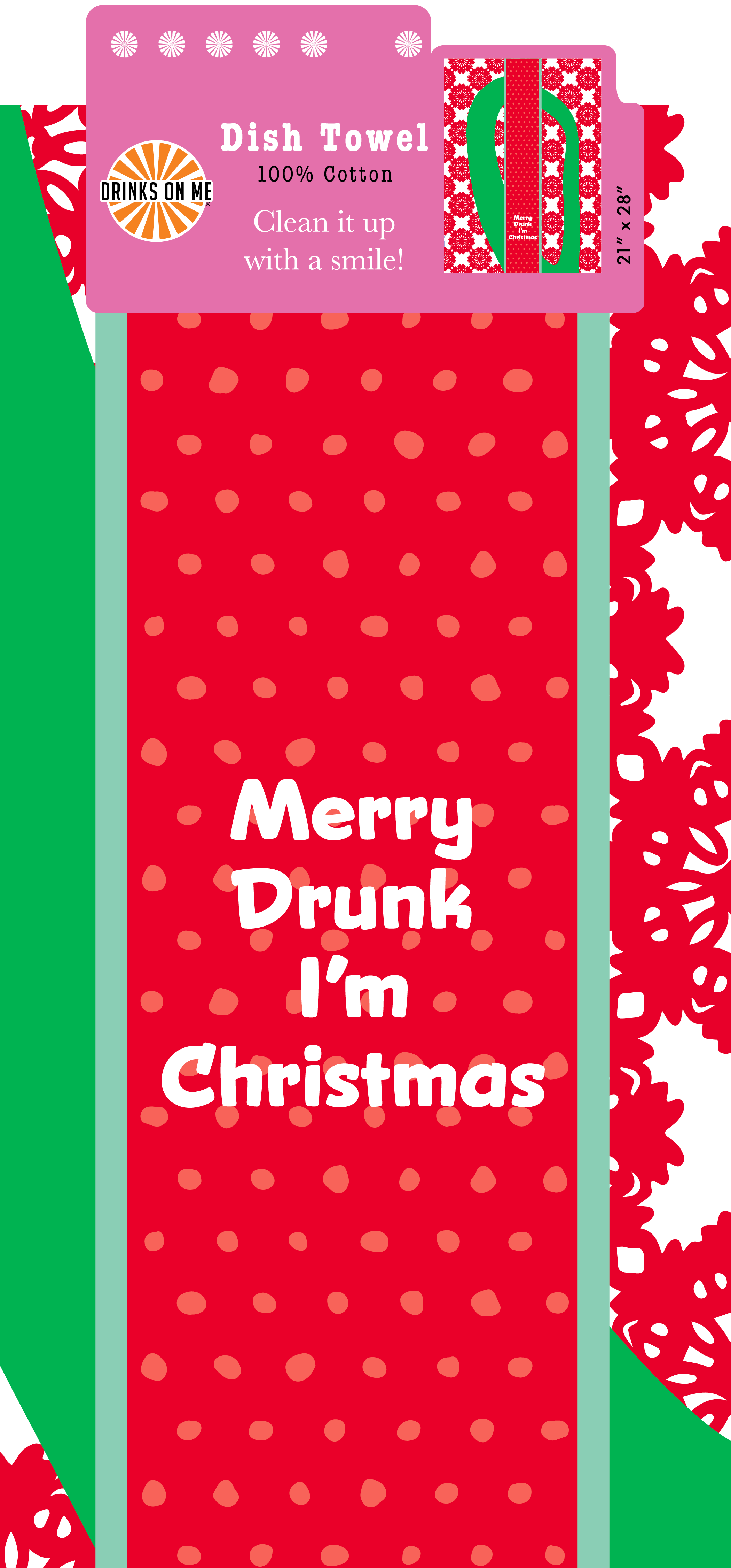 Drinks on Me - Vente Torchons - SERVIETTE Noël Joyeux Ivre | Cadeau de Serviette Amusant | Décor de Cuisine1