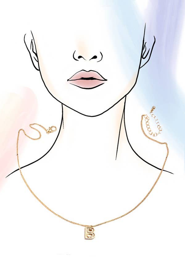 JOSSLYN by wall to wall - Wholesale Pendant/Charm Necklace - INITIAL CUTOUT 3D DELICATE PERSONALIZED NECKLACE | 31N240328