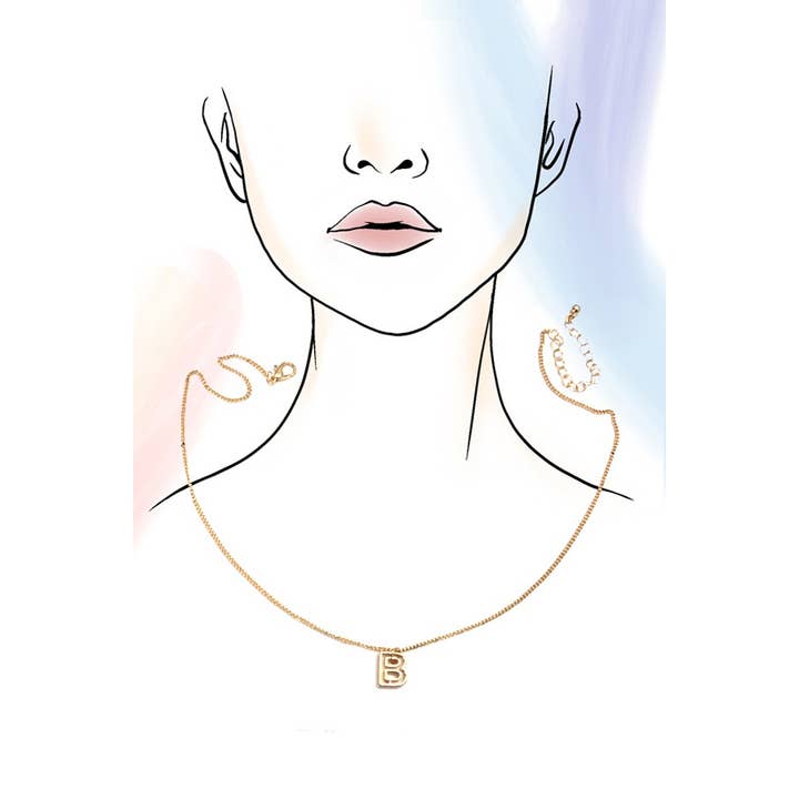 JOSSLYN by wall to wall - Wholesale Pendant/Charm Necklace - INITIAL CUTOUT 3D DELICATE PERSONALIZED NECKLACE | 31N240328