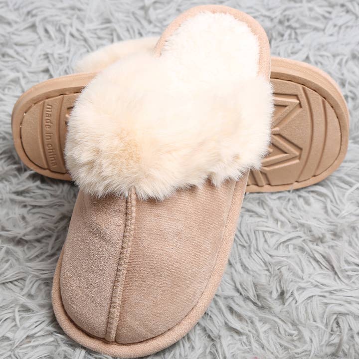 Fashion City - Wholesale Slippers - Women's - Solid Faux Fur Suede All Day Mule Slippers1