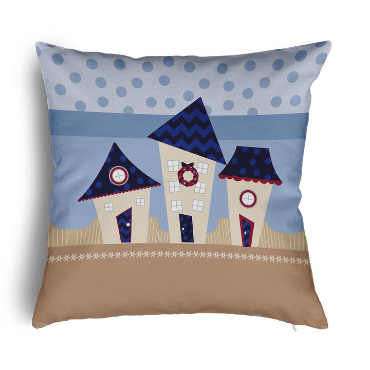Coastal Houses Christmas Decorative Throw Pillow for wholesale by E by Design
