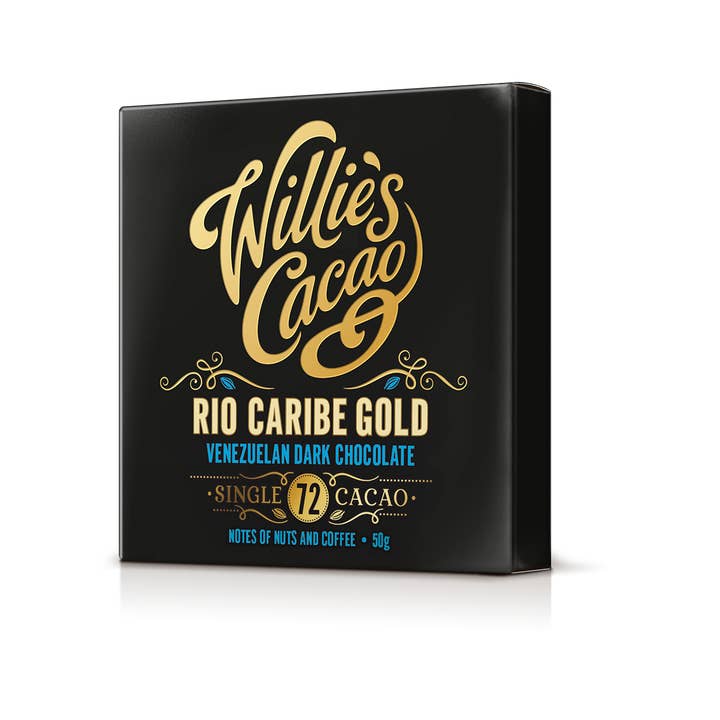 Rio Caribe 72% Dark Chocolate bar. Nutty Coffee Notes. Vegan for wholesale by Willie's Cacao USA