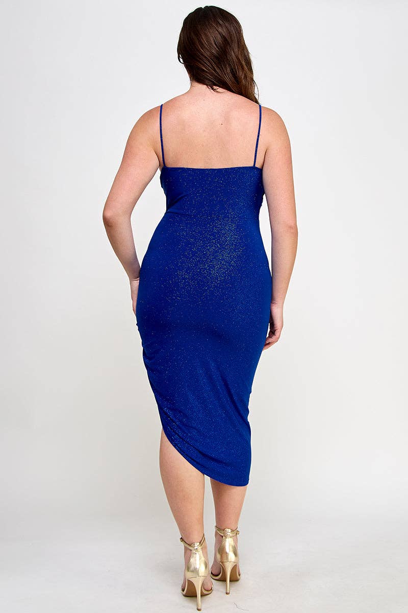 ARA USA - Vente Robe – femme - 6787 (Grande taille froncée à paillettes avec bretelle spaghetti)11