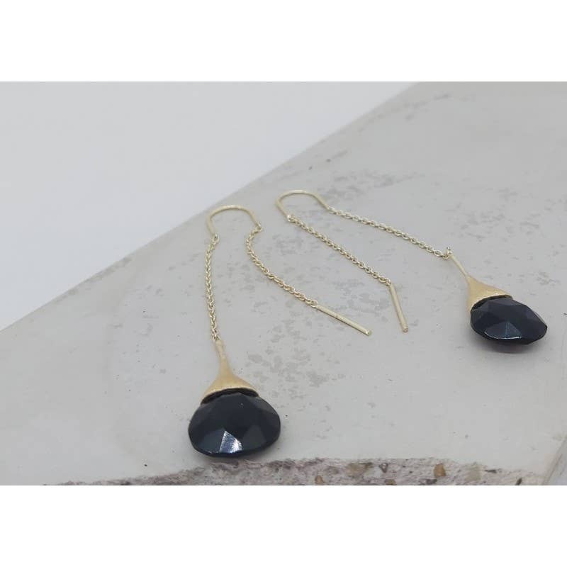 Atelier Leblanc – wholesale Dangle earrings – Black Onyx Poetic Long Drop Earrings3