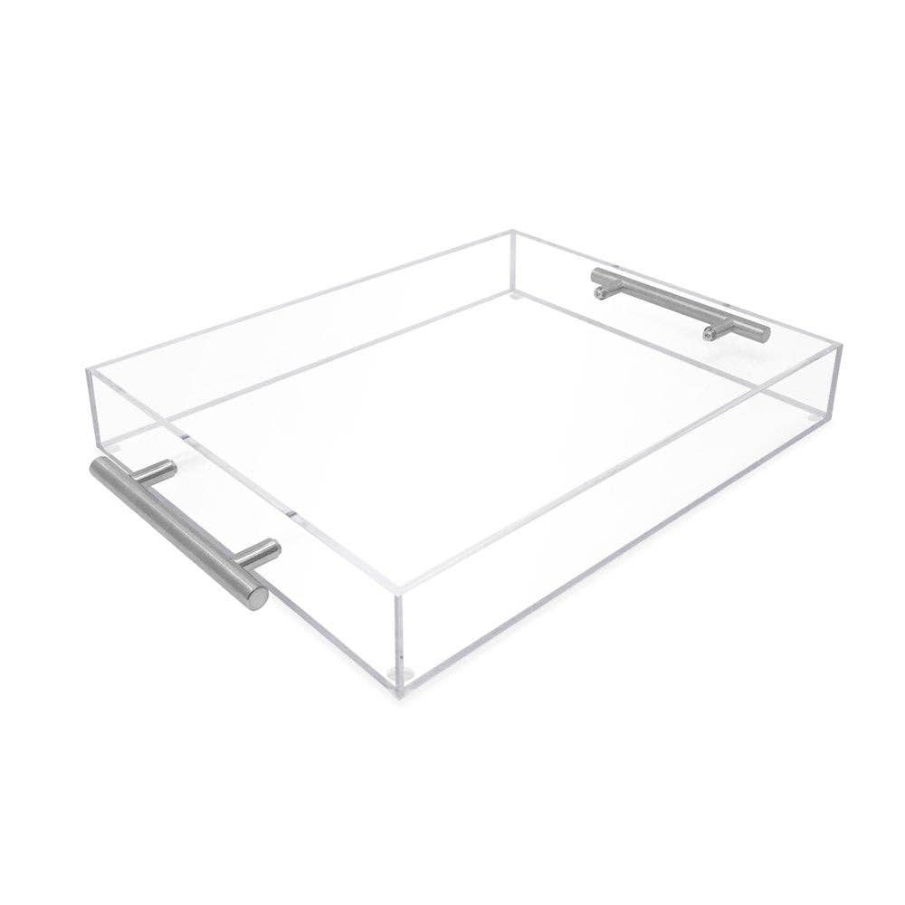 Isaac Jacobs International - Wholesale Serving Tray - Isaac Jacobs Clear Acrylic Serving Tray with Metal Handles28