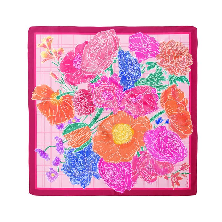 Seidenschal HARU · 90x90 cm | Himbeere für den Großhandel von Charlie Loonie