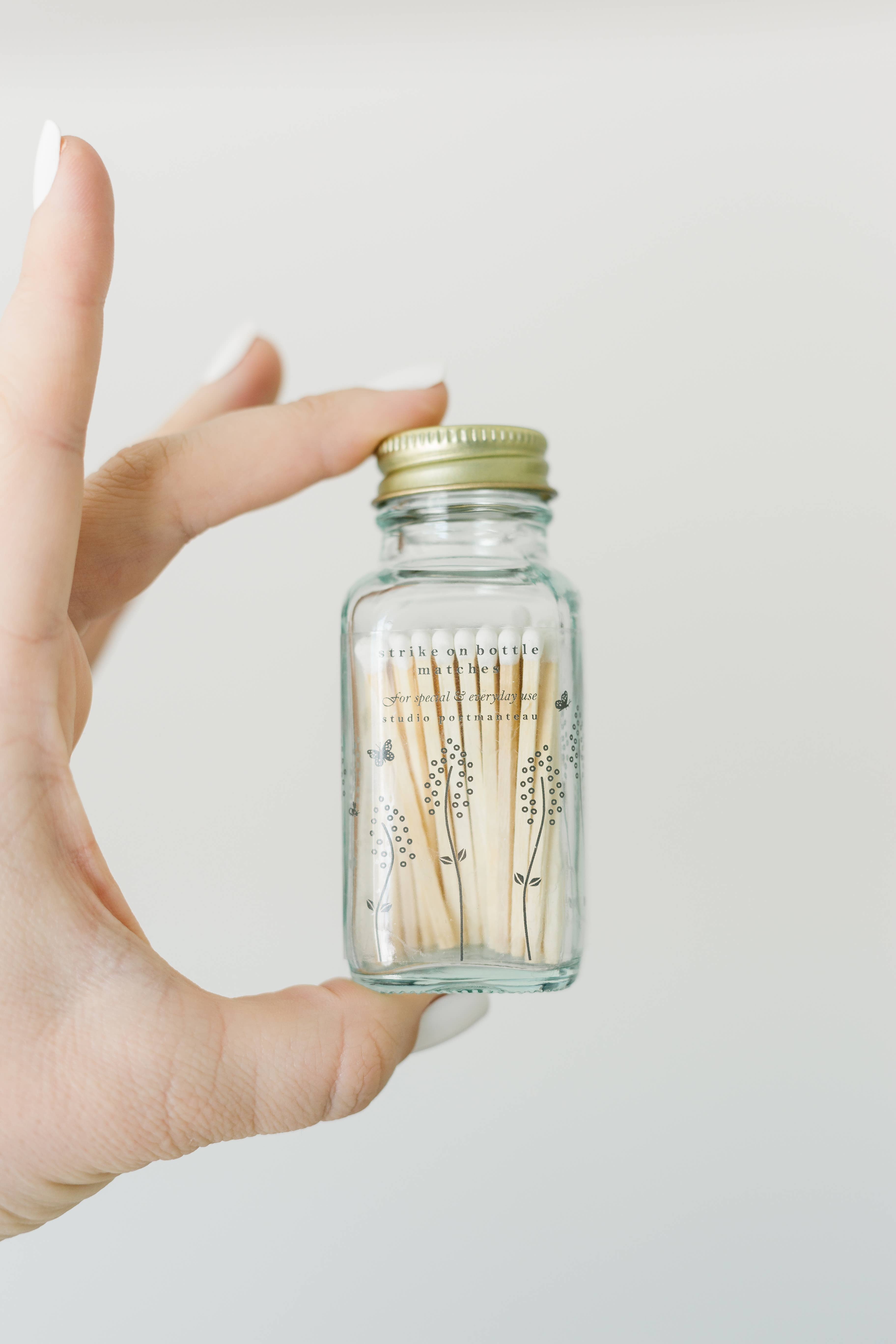 Studio Portmanteau – Großhandel Streichhölzer – Wildflower Streichholzglas, 2,5 cm, Weiß | Hübscher Streichholzhalter aus Glas2