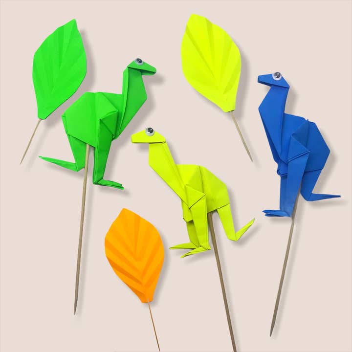 BalinMandalin - Wholesale Cake/Cupcake Topper - Dinosaur Origami Cake Topper, 6 in a package