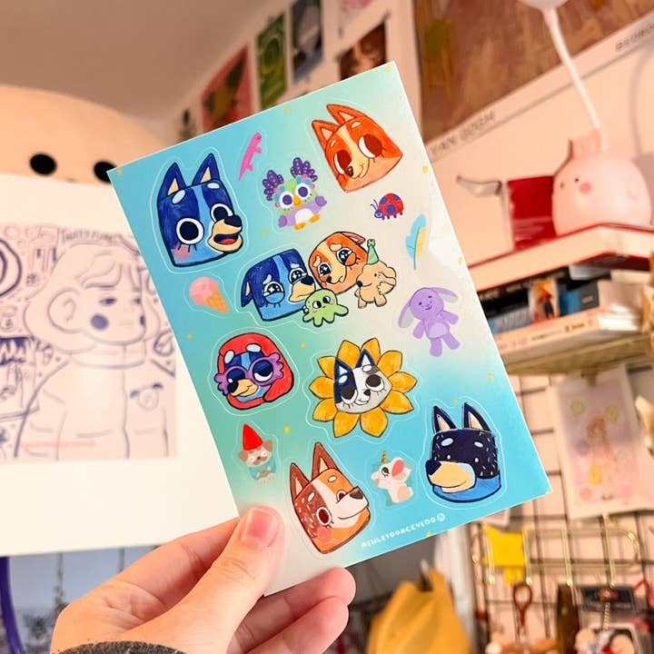 Blue Family Sticker Sheet for wholesale by Ashley Acevedo