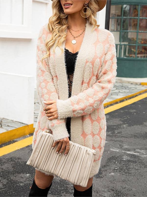 Polka dot midi sweater knitted cardigan for wholesale by Rosa Clothing