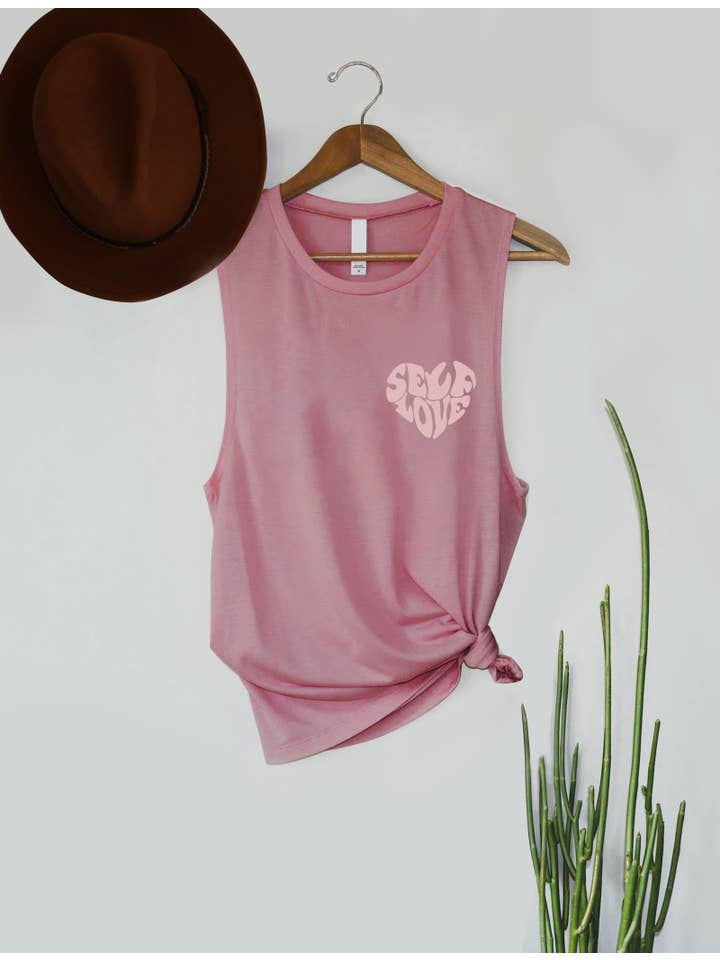 PINK NABI - Wholesale Tank Top - Women's - Self Love Heart Graphic Women's Comfortable Jersey Tank Top4