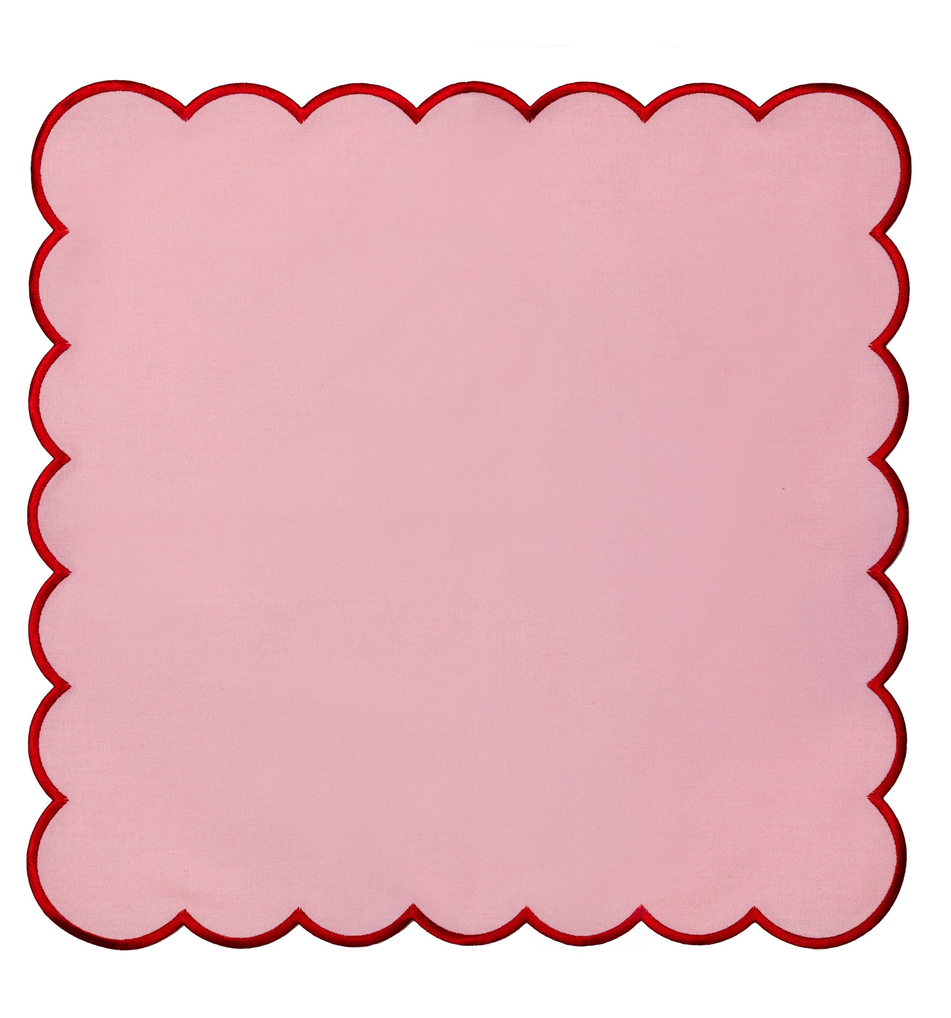 Top Tables Retail – wholesale Middags- och tygservett – Isobel Scallop Servetter - Rosa/Röd • Set om 65