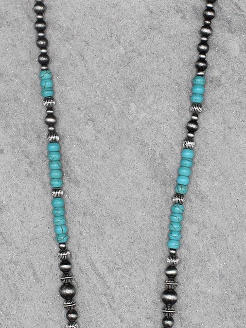 Turq. Beaded Long Necklace for wholesale by Wear N. E. Wear Jewelry & Gift Co, LLC