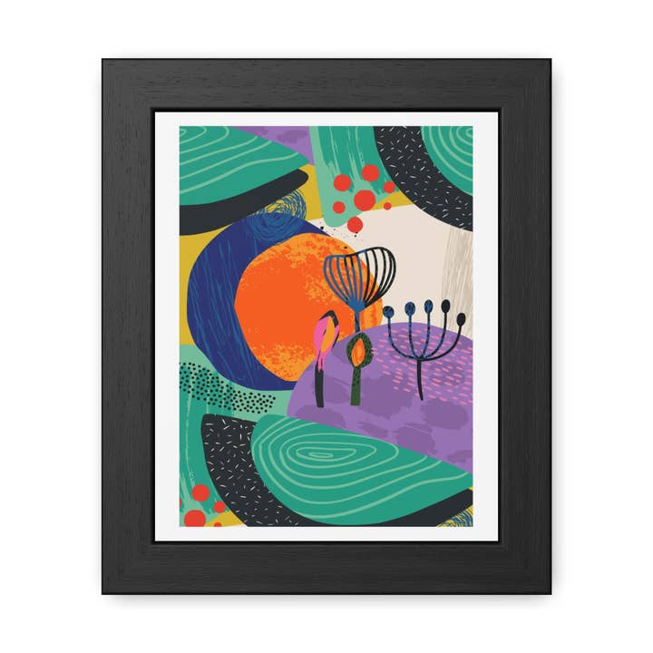 Ericsson 3 - Affiche Encadrée Abstraite - Art Mural Contemporain Coloré pour la vente par Donkey Laserbeam