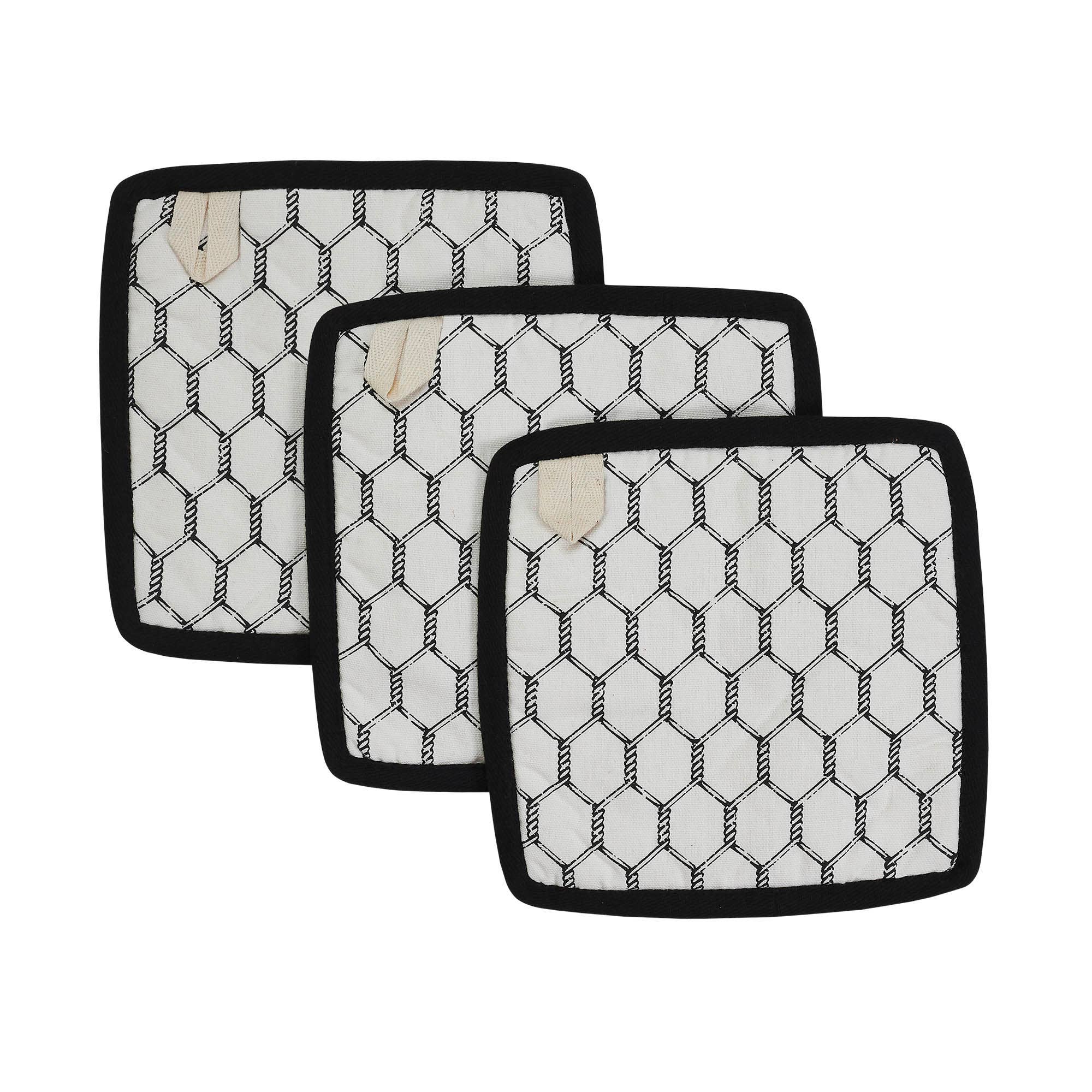 VHC Brands - Wholesale Oven Mitt/Pot Holder - Down Home Pot Holder Set of 3 8x82