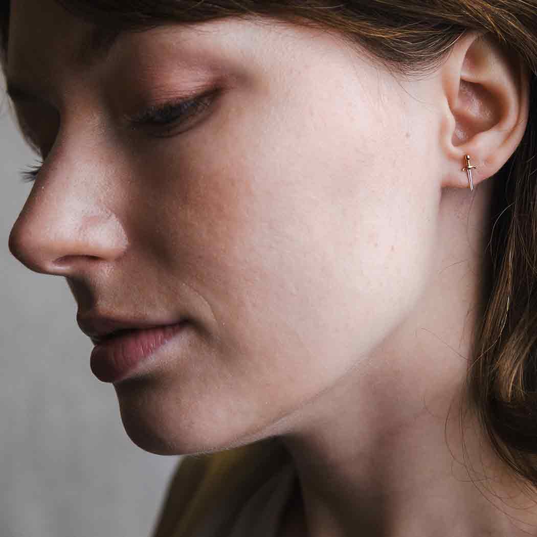 Nina Designs - Wholesale Stud/Post Earrings - Mixed Metal Mini Dagger Post Earrings 11x4mm2