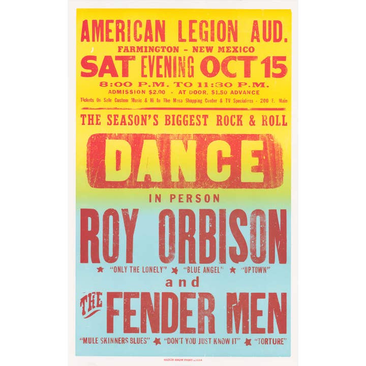 Affiche Roy Orbison pour la vente par Hatch Show Print