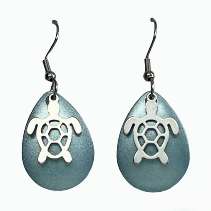 Blue Ocean Sea Turtle Earrings Summer Jewelry Handmade Beach for wholesale by Eye Catching Jewelry