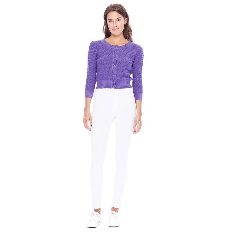 Mak – Engroshandel Cardigan - Dame – Mak 3/4-ærmet kort strikket cardigan med rund hals MK351423