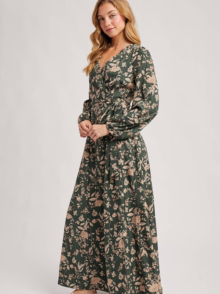 Bluivy - Wholesale Dress - Women's - FLORAL PRINT WRAP MAXI DRESS