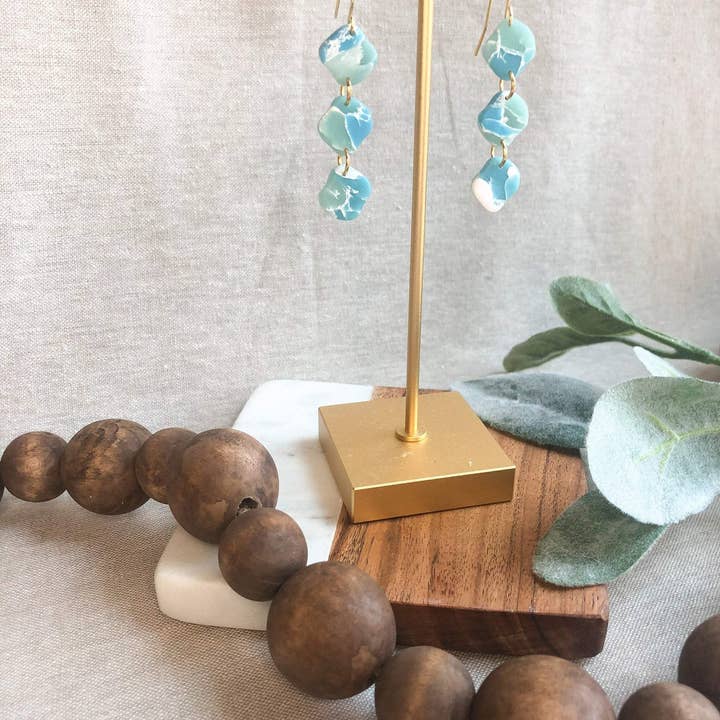 The Haven Company - Wholesale Dangle Earrings - Saylor | Color: Ocean Marble | Clay Earrings