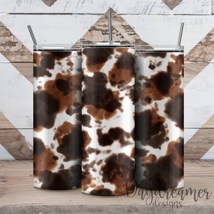 Cow Print Tumbler for wholesale by Daydreamer Designs