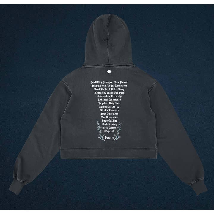 Lone Wolf Crop Hoodie (Vintage Black) for wholesale by a2a3