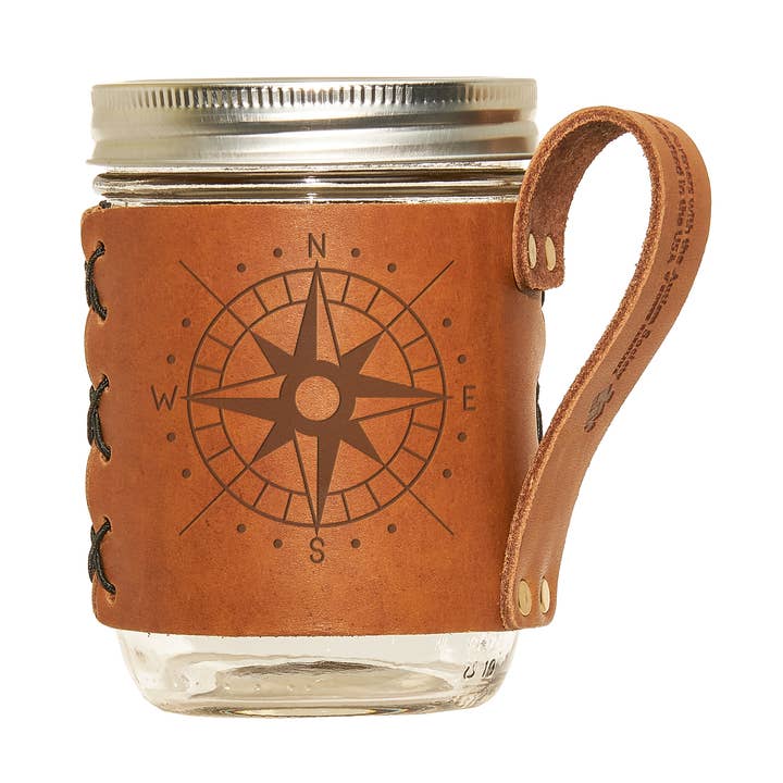 Compass Genuine Leather Sleeve + Wide Mouth Mason for wholesale by Oowee Products