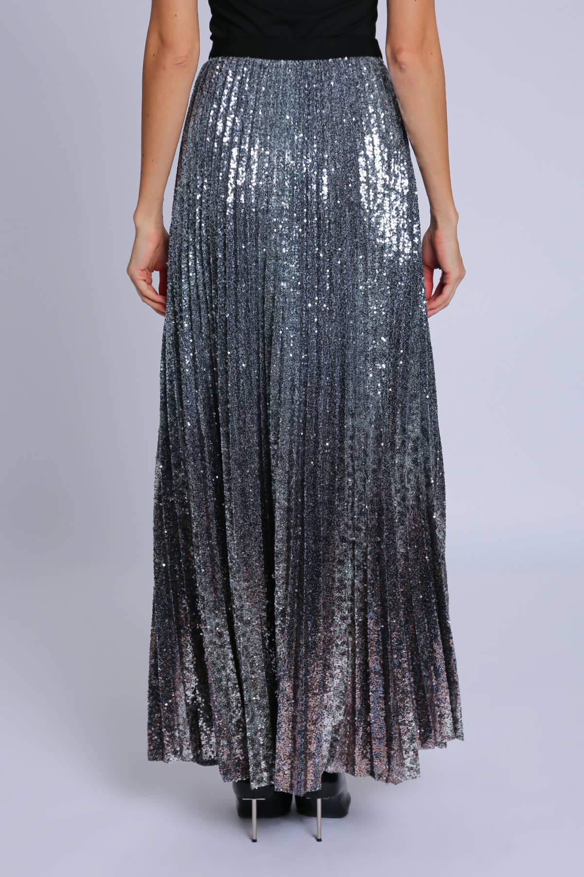 Silver Paljettkjol med hög midja och A-linjeform PC5308-L för wholesale på Faire1